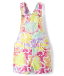 Childrens Place Multi Rainbow Tie Dye Dungaress